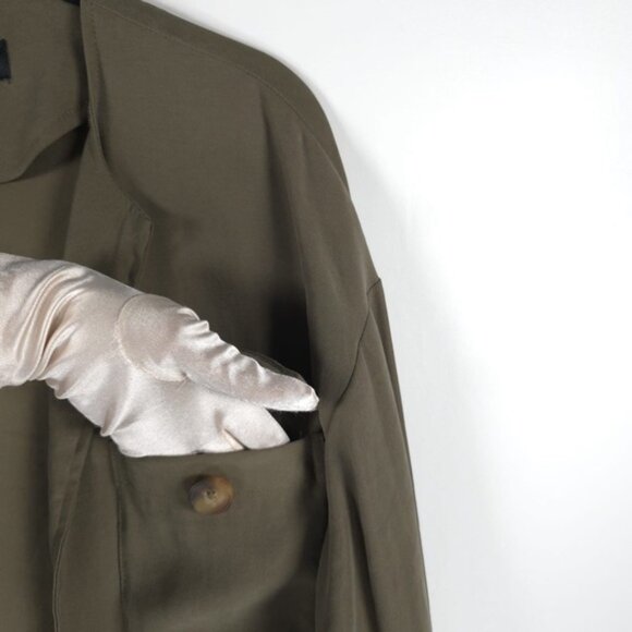 NWT ZARA Viscose Blend Ruffle Peplum Army Green Jacket Open Front 4968/068/M - Picture 9 of 14